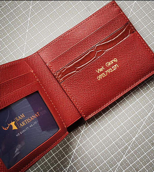 Ví nam da cá sấu phối da bò Epsom Pháp MN22